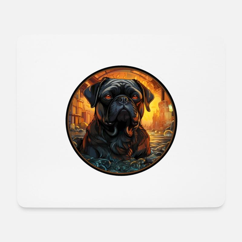 Schwarzer Mops - Mousepad (Querformat) - Weiß