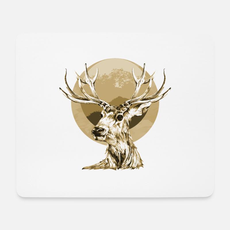 Hirsch - Mousepad (Querformat) - Weiß