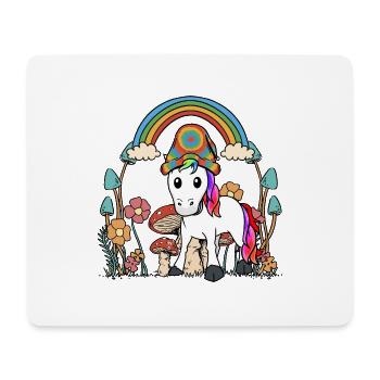 autumn, flowers, mushrooms, unicorn, nature, colorful, october - Mouse Pad (horizontal) - white - Front
