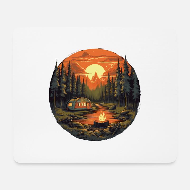 Camping mit Campingwagen - Mousepad (Querformat) - Weiß