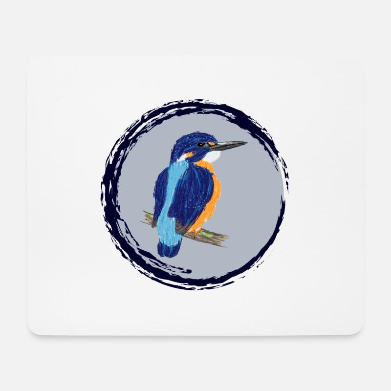 Nettes Design mit einem Eisvogel II - Mousepad (Querformat) - Weiß