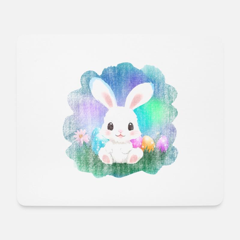 Osterhase niedlich - Mousepad (Querformat) - Weiß