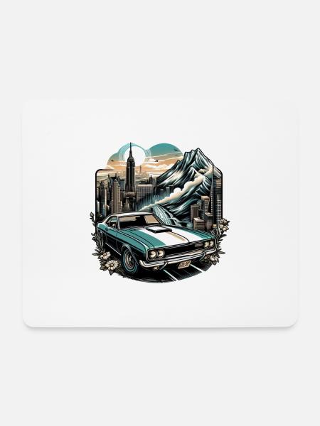 Amerikanischer Oldtimer und Sportwagen - Mousepad (Querformat) - Weiß