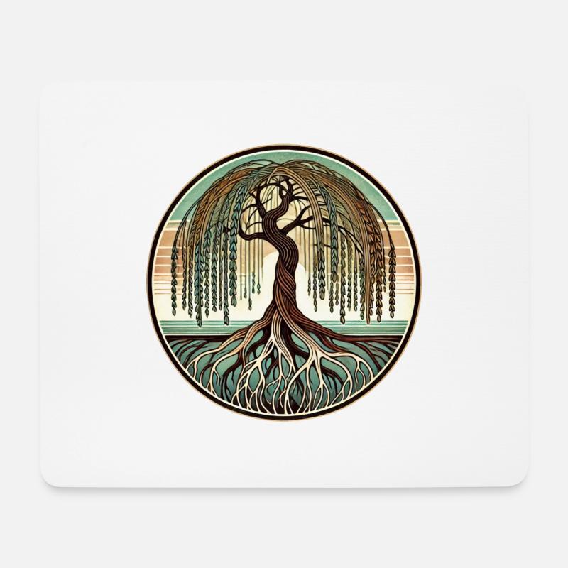 Trauerweide - Mousepad (Querformat) - Weiß