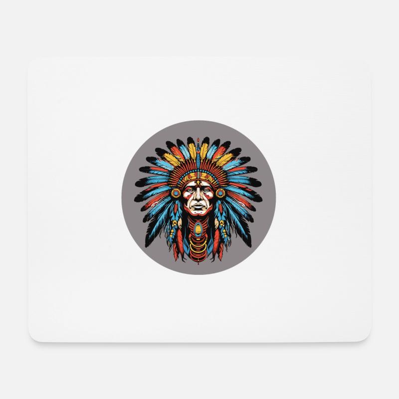 Indianer - Mousepad (Querformat) - Weiß