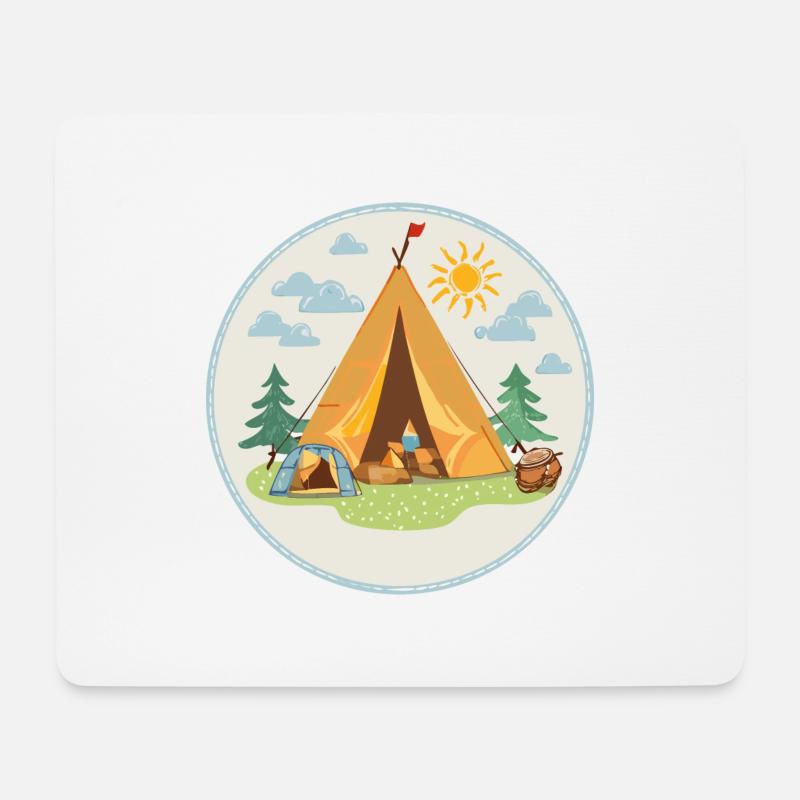 Camping TShirt - Mousepad (Querformat) - Weiß