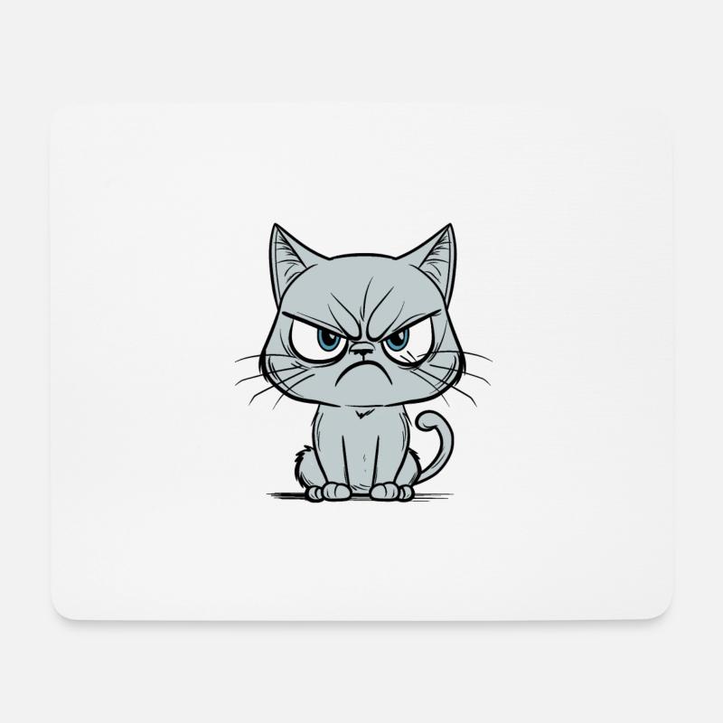Mürrische Katze, Lustige Katze, Lustig - Mousepad (Querformat) - Weiß