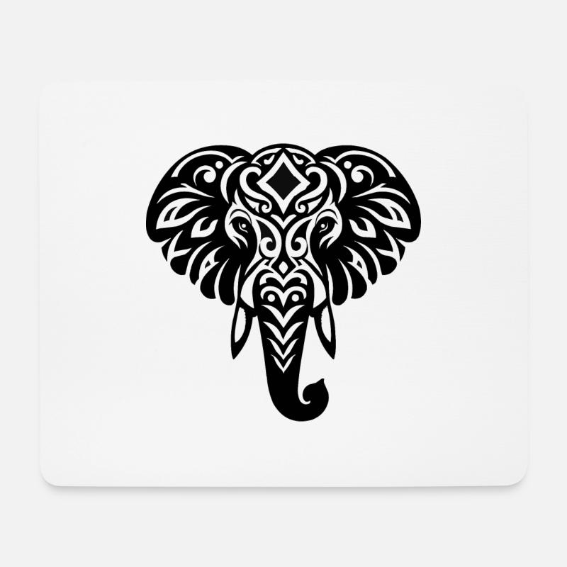 Elefant - Mousepad (Querformat) - Weiß