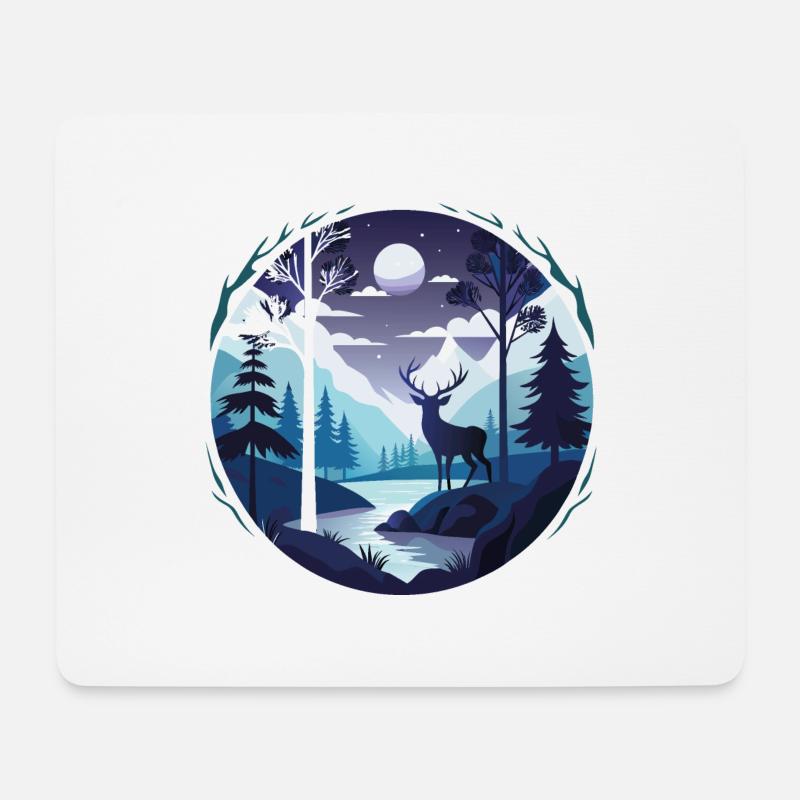 Hirsch Silhouette - Mousepad (Querformat) - Weiß