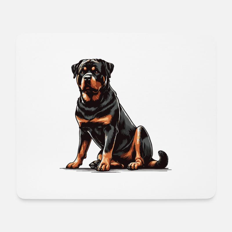 Rottweiler - Tapis de souris (format paysage) - blanc