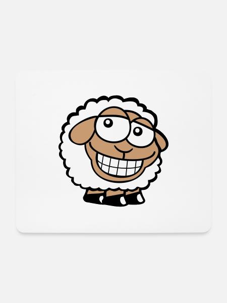 Schaf Grinsen Guckt Doof Frech Lächeln Glücklich - Mousepad (Querformat) - Weiß
