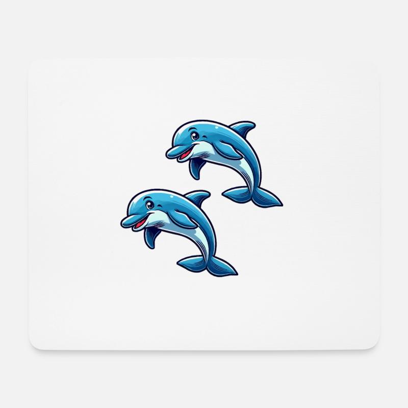 Delfin Delphine Comic - Mousepad (Querformat) - Weiß