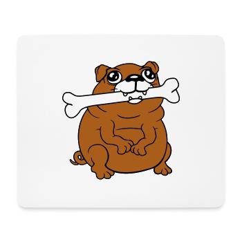 Mops Hund Knochen Maul HungerLecker Glücklich Cool - Mousepad (Querformat) - Weiß - Vorne