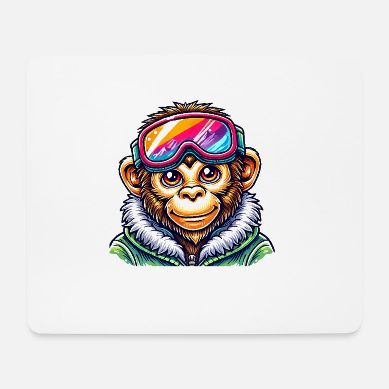 affe skibrille - Mousepad (Querformat) - Weiß