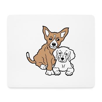 2 dogs team two friends crew happy brothers - Mouse Pad (horizontal) - white - Front