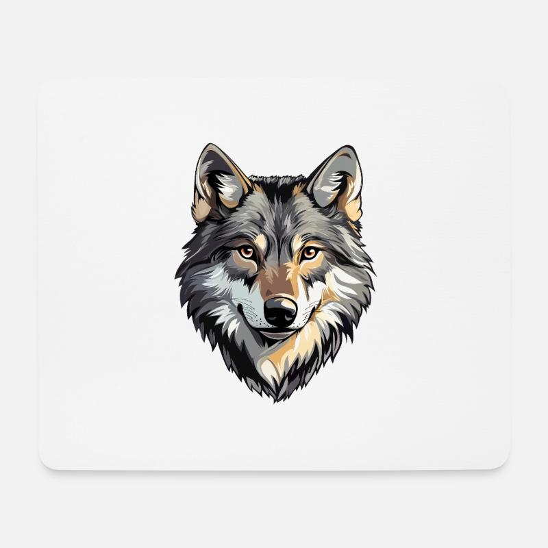 Wolfskopf, wilder Wolf, Wolfsrudel - Mousepad (Querformat) - Weiß