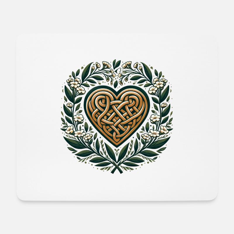 Keltische Kunst Herz Frühling Druide Heidnisches Kunstwerk - Mousepad (Querformat) - Weiß
