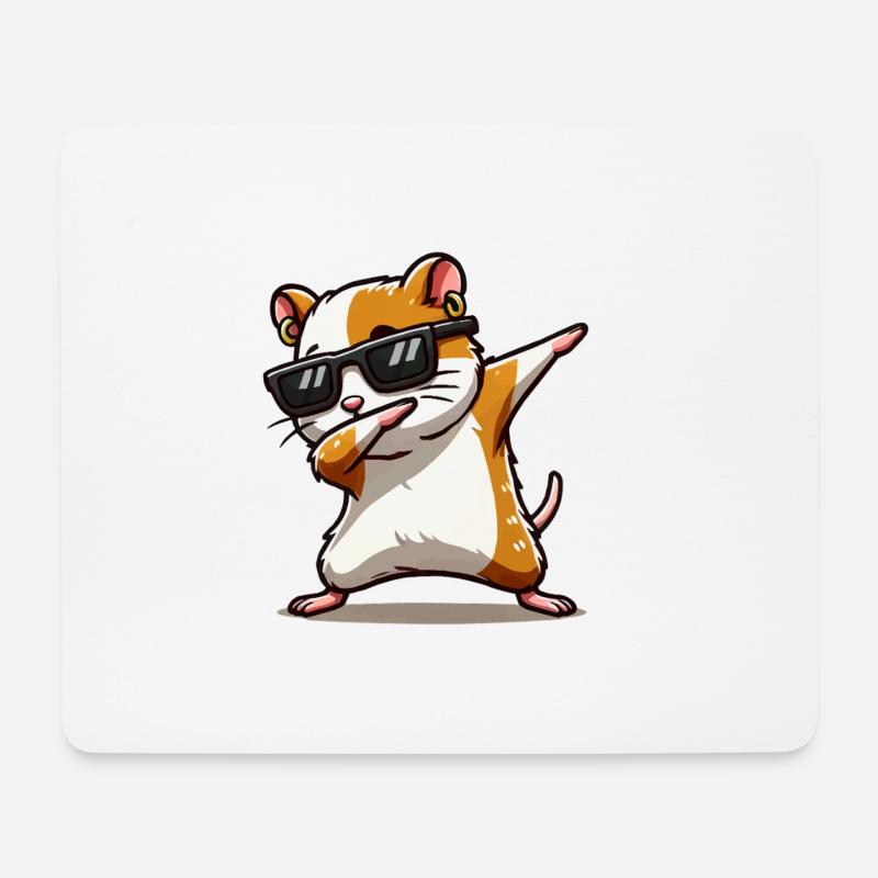 hamster dabbing - Mousepad (Querformat) - Weiß