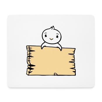 Bird Sitting on Wooden Sign Text Sign Frame Cute - Mouse Pad (horizontal) - white - Front