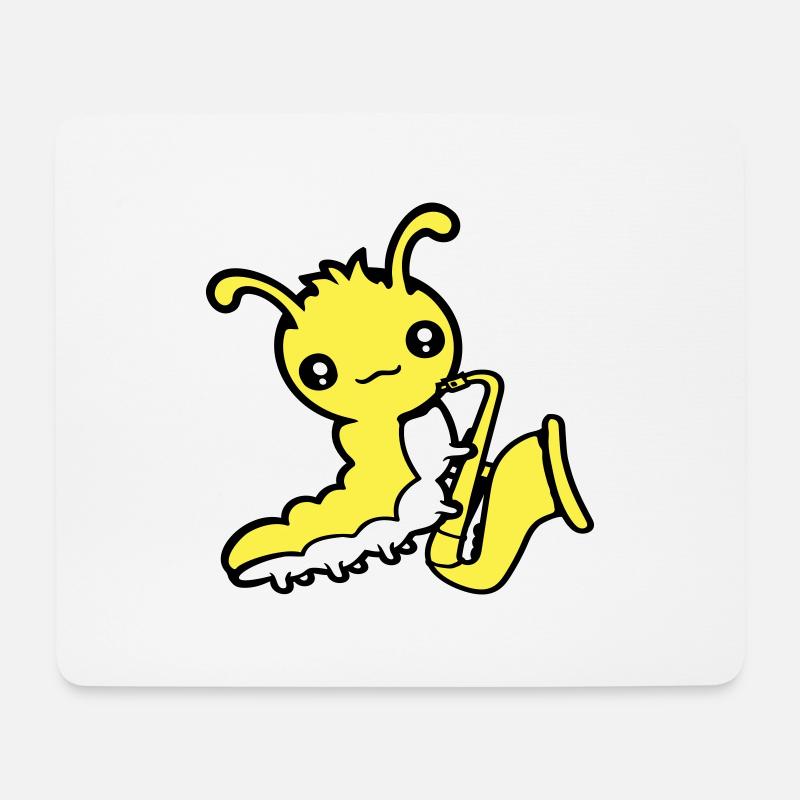 Raupe Saxophon Trompete Instrument Musik Hobby Süß - Mousepad (Querformat) - Weiß