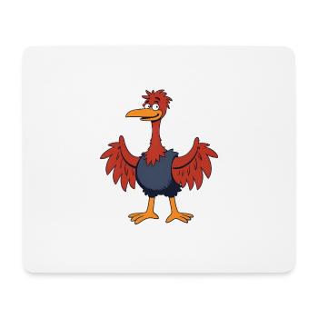 Strauß-Lustiges Comic Vogel Shirt - Mousepad (Querformat) - Weiß - Vorne