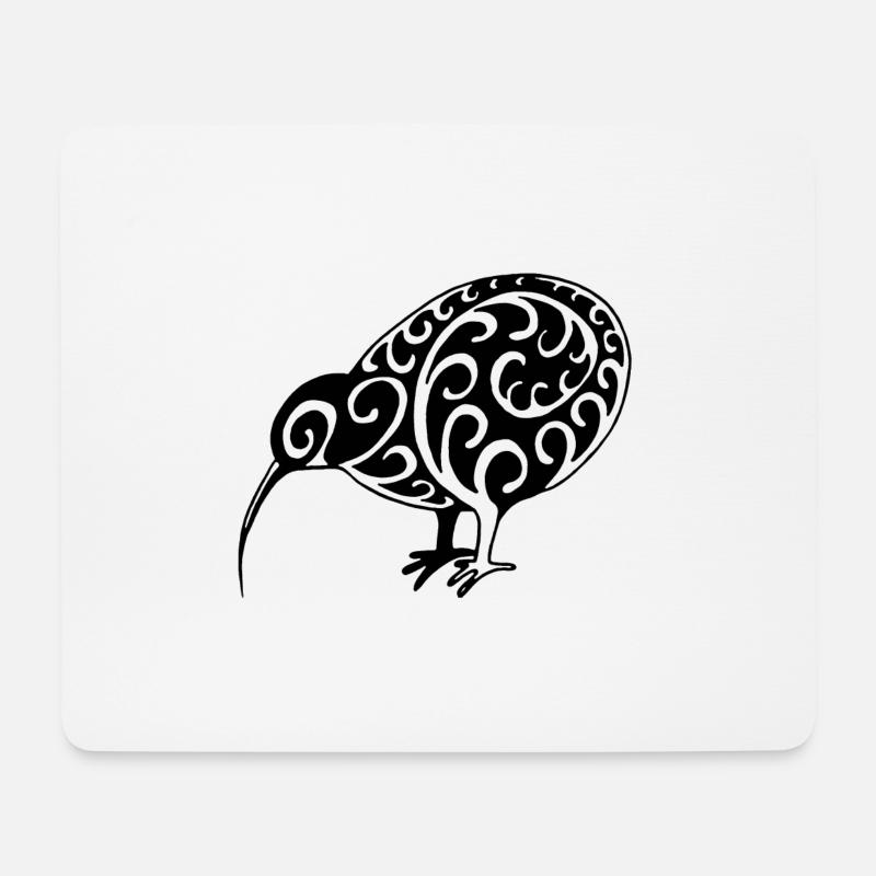 Neuseeland: Kiwi in schwarz - Mousepad (Querformat) - Weiß