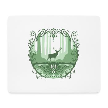 Hirsch im fantastischen Wald - Mousepad (Querformat) - Weiß - Vorne