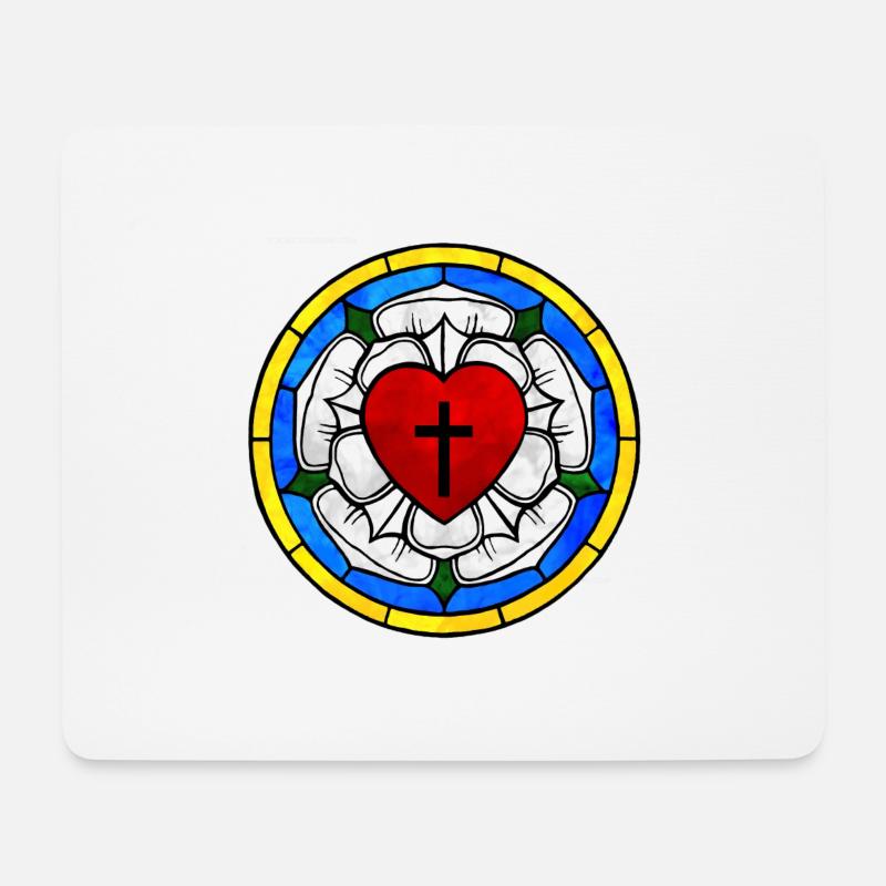 Lutheran Rose - Mousepad (Querformat) - Weiß