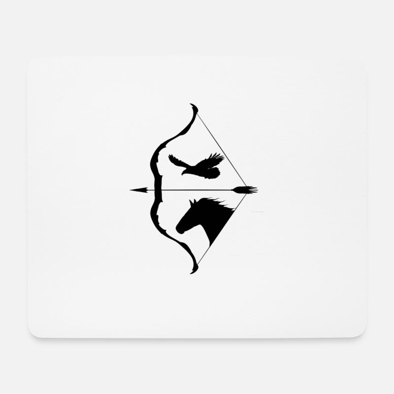 Bogenschießen Reiten Falkner Pferde - Mousepad (Querformat) - Weiß