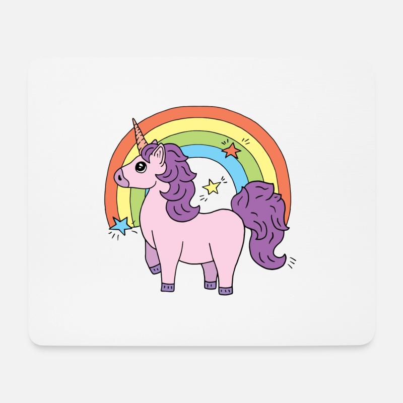 Einhorn Elsbeth vor einem Regenbogen - Mousepad (Querformat) - Weiß