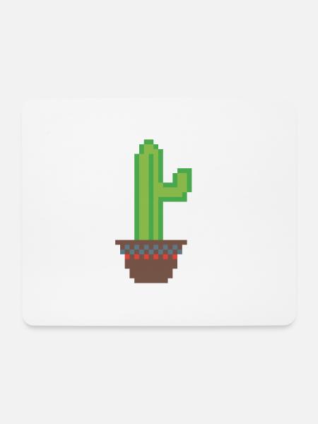 Kaktus Pixel Art - Mousepad (Querformat) - Weiß