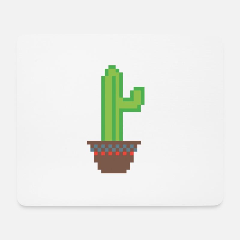 Kaktus Pixel Art - Mousepad (Querformat) - Weiß