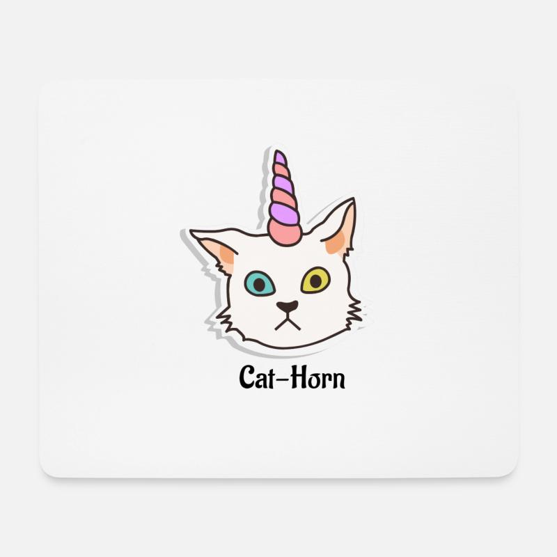 Cat Horn - Mousepad (Querformat) - Weiß