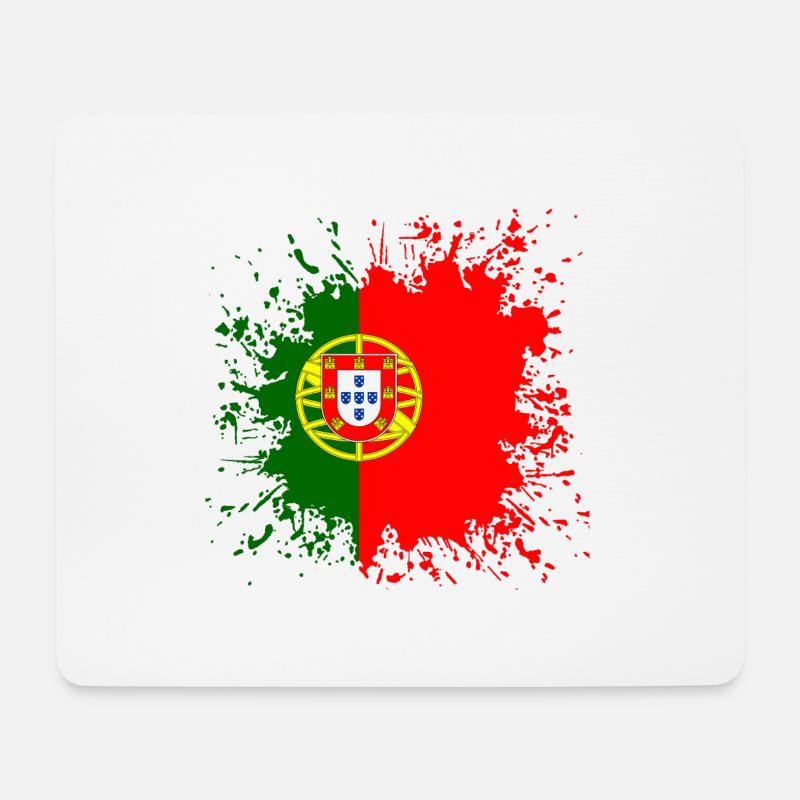 Portugal Flagge Farbspritzer - Mousepad (Querformat) - Weiß