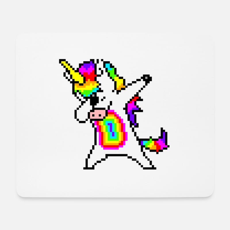 Regenbogen Einhorn Pixelart - Mousepad (Querformat) - Weiß