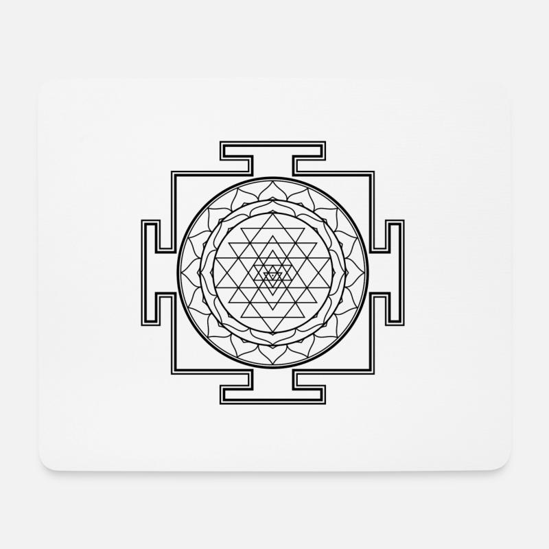 Sri Yantra (schwarz) - Mousepad (Querformat) - Weiß