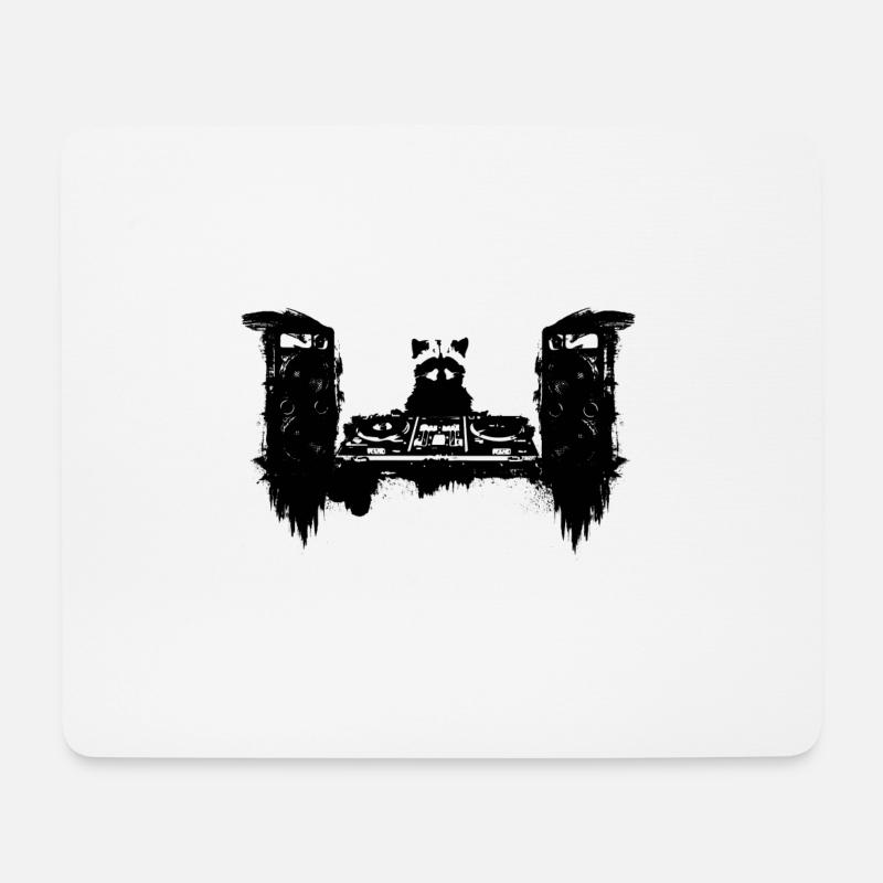 Racoon on Turntables - Mousepad (Querformat) - Weiß
