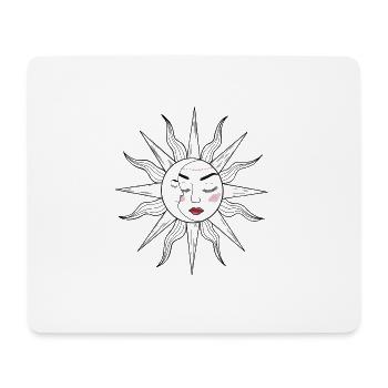 Soleil et lune avec le visage cadeau - Tapis de souris (format paysage) - blanc - Devant