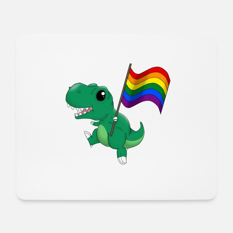 Rainbow Dinosaur T-Rex Pride - Mouse Pad (horizontal) - white