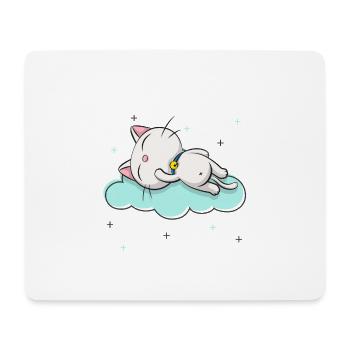Schlafende weiße Katze - Mousepad (Querformat) - Weiß - Vorne
