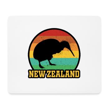 Kiwi de Nouvelle-Zélande - Coucher de soleil rétro - Tapis de souris (format paysage) - blanc - Devant