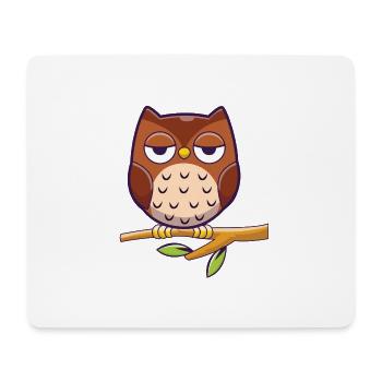 Bored Owl - gelangweilte Eule sitzt auf Ast - Mousepad (Querformat) - Weiß - Vorne