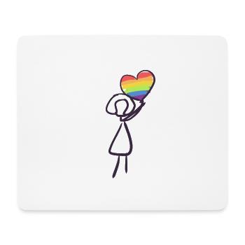 LGBT Regenbogen Herz - Mousepad (Querformat) - Weiß - Vorne