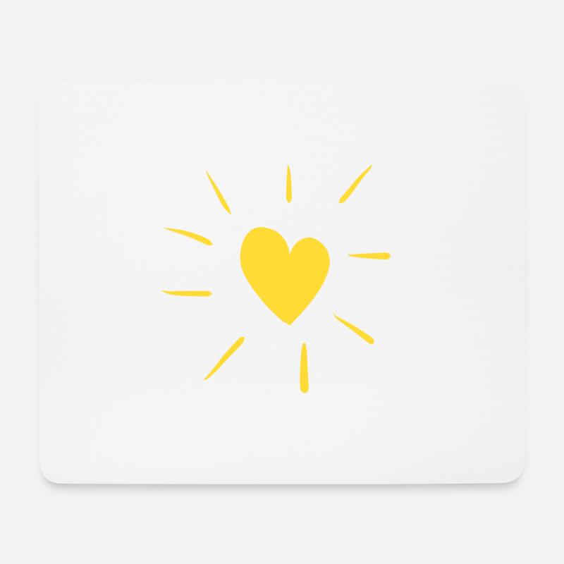 herz sonne linie liebe gelb - Mousepad (Querformat) - Weiß