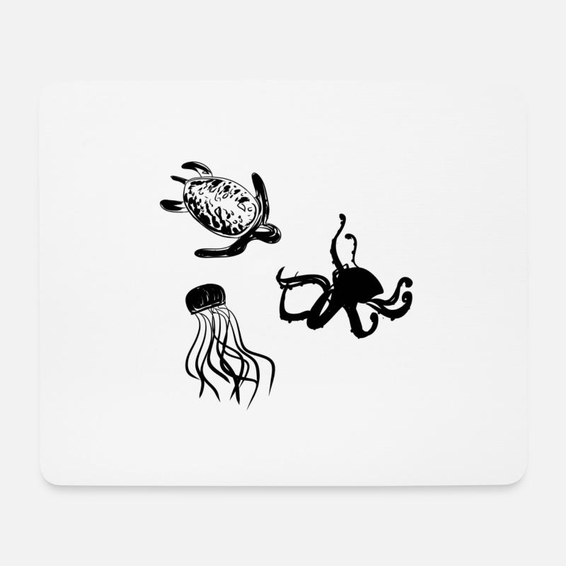 tiere meerestiere unterwasser natur muster - Mousepad (Querformat) - Weiß