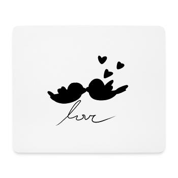 Valentine's Day Couple Bird Hearts Love - Mouse Pad (horizontal) - white - Front