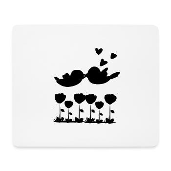 Amour Oiseaux Animaux Nature Fleurs - Tapis de souris (format paysage) - blanc - Devant
