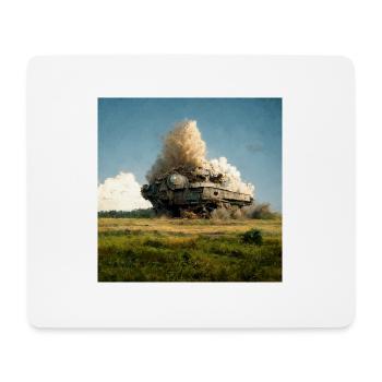 Russian Tank Blows Up Abstract Painting - Mouse Pad (horizontal) - white - Front