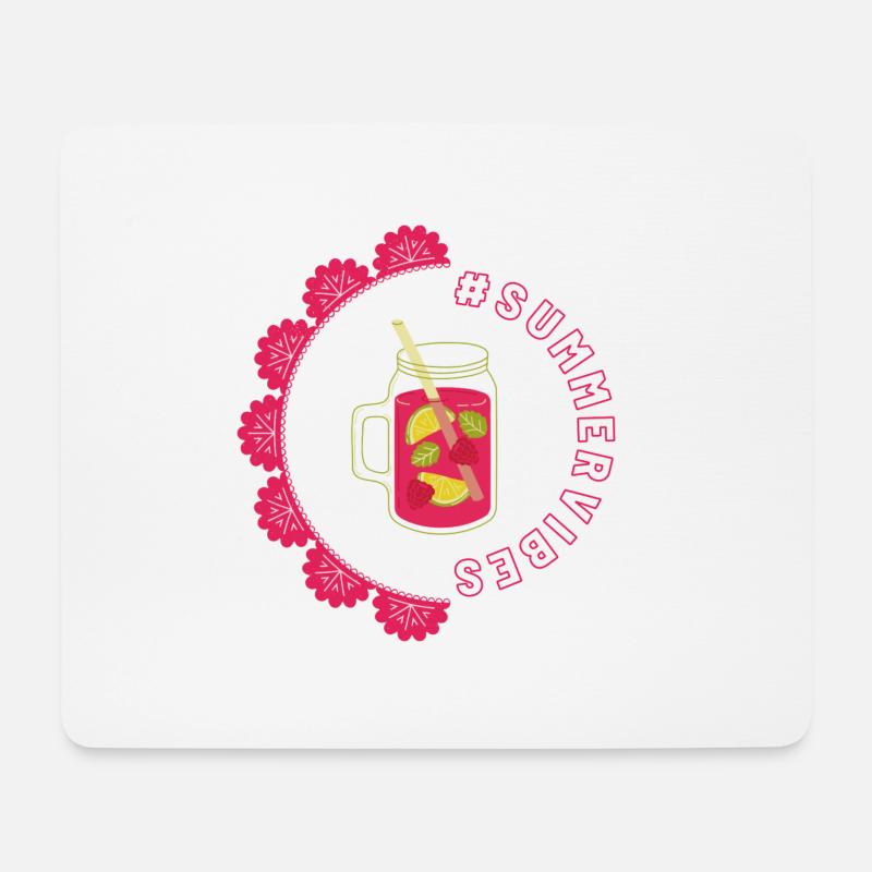 Summer vibes - Himbeeren Design - Mousepad (Querformat) - Weiß