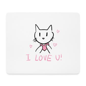 I love you cat valentine's day - Mouse Pad (horizontal) - white - Front